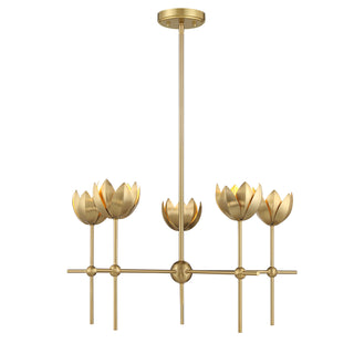 5-Light Chandelier in Natural Brass