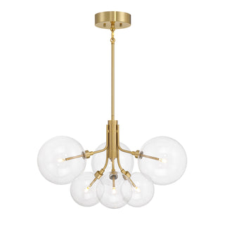 6-Light Chandelier in Natural Brass