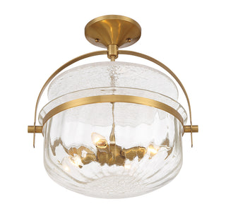 Denmar 4-Light Convertible Semi-Flush or Pendant in Warm Brass