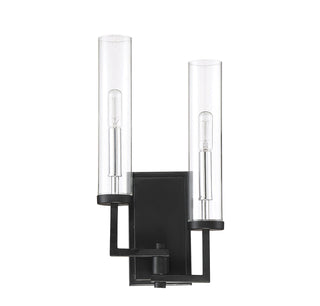 Folsom 2-Light Adjustable Wall Sconce in Matte Black with Polished Chrome Accents