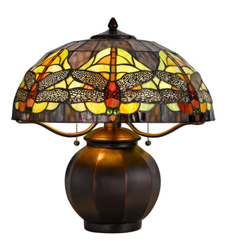 60W X 2 Tiffany Table Lamp With Pull Chain Switch With Metal Lamp Body