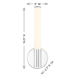 Connor 14" Mini Tube LED Cylinder Vanity Light in Chrome
