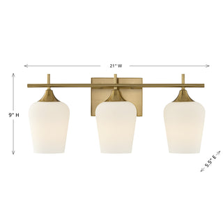 Octave 3-Light Bathroom Vanity Light in Warm Brass