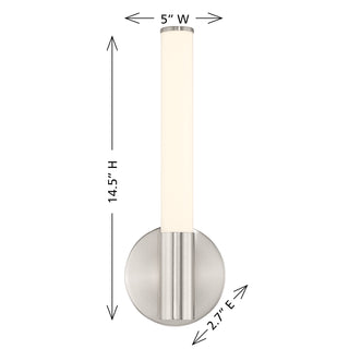 Connor 14" Mini Tube LED Cylinder Vanity Light in Satin Nickel