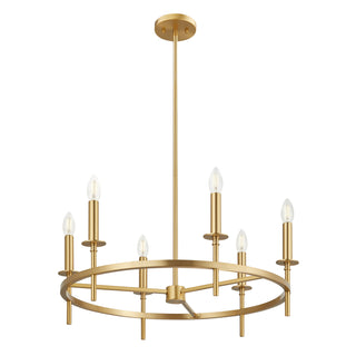 4-Light Chandelier in Natural Brass