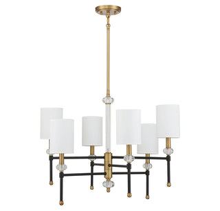 Tivoli 6-Light Chandelier in Matte Black with Warm Brass Accents