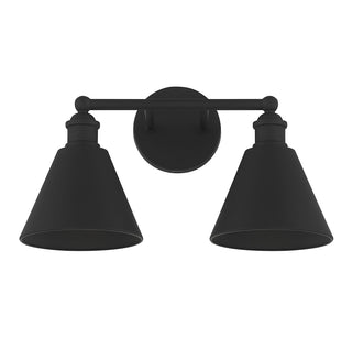 2-Light Bathroom Vanity Light in Matte Black