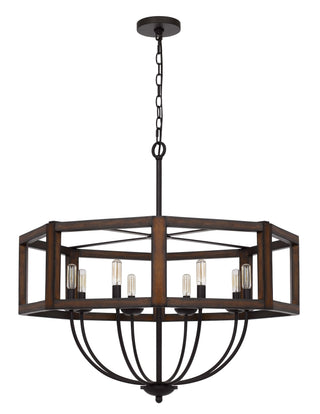 60W X 8 Renton Hexagon Rubber Wood / Metal Chandelier