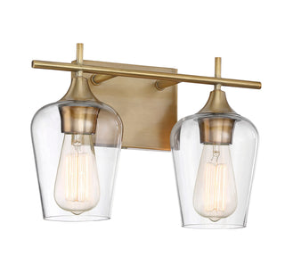 Octave 2-Light Bathroom Vanity Light in Warm Brass
