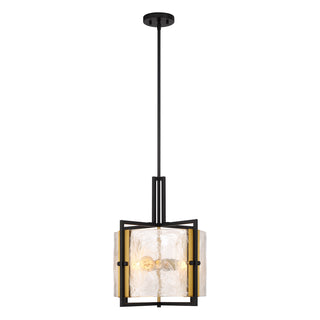 Hayward 3-Light Pendant in Matte Black with Warm Brass Accents