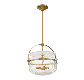 Denmar 4-Light Convertible Semi-Flush or Pendant in Warm Brass