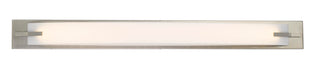 Long Metal Base Vanity Light in Brushed Steel