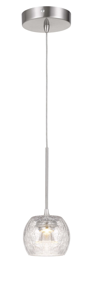 Ithaca Dimmable LED Glass Mini Pendant With Clear Crackle Glass