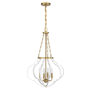 Mercer 4-Light Pendant in White and Warm Brass
