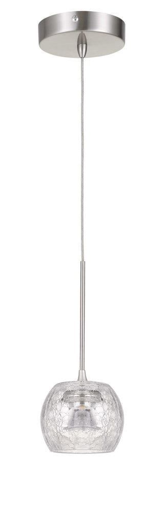 Ithaca Dimmable LED Glass Mini Pendant With Clear Crackle Glass