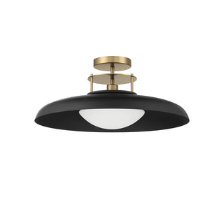 Gavin 1-Light Ceiling Light in Matte Black with Warm Brass Accents