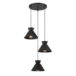 3-Light Multi-Point Chandelier in Matte Black