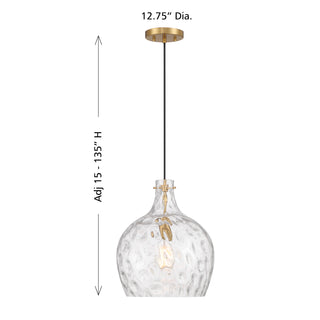 1-Light Pendant in Natural Brass