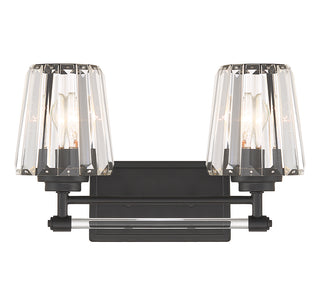 Garnet 2-Light Bathroom Vanity Light in Matte Black