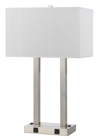 60W 2 Light Metal Desk Lamp W/ Two Outlets