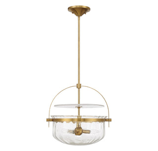 Denmar 4-Light Convertible Semi-Flush or Pendant in Warm Brass