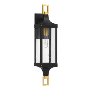 Glendale 1-Light Outdoor Wall Lantern in Matte Black and Weathered Brushed Brass