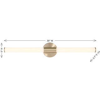 Connor 30" Mini Tube LED Cylinder Vanity Light in Brass