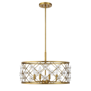 Bailey 4-Light Convertible Semi-Flush or Pendant in Warm Brass