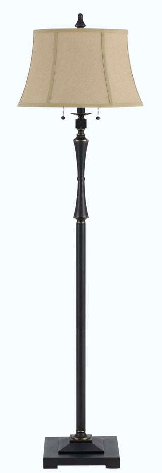 60W X 2 Madison Club Floor Lamp With Burlap Shade And Pull Chain Switch