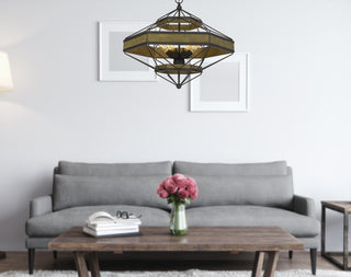 Alicante 60W X 6 Pine Wood/Metal Chandelier  (Edison Bulbs Not Included)