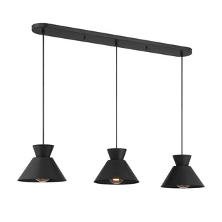 3-Light Linear Chandelier in Matte Black