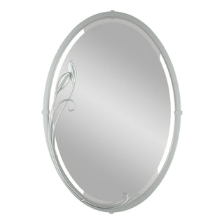 Beveled Oval Mirror with Leaf