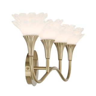 Florena 4-Light Bathroom Vanity Light in Noble Brass by Breegan Jane