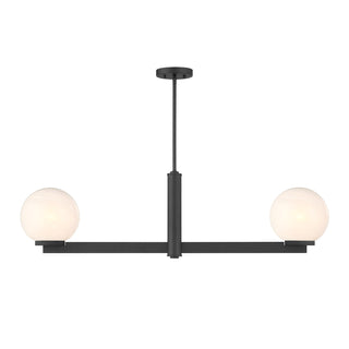 2-Light Linear Chandelier in Matte Black