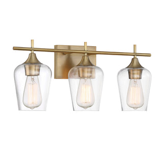 Octave 3-Light Bathroom Vanity Light in Warm Brass