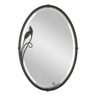 Beveled Oval Mirror with Leaf