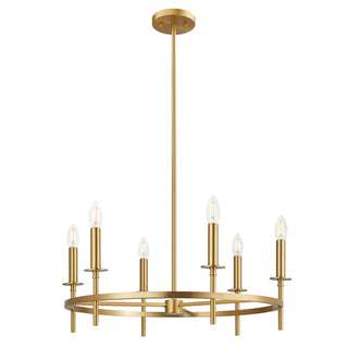 4-Light Chandelier in Natural Brass