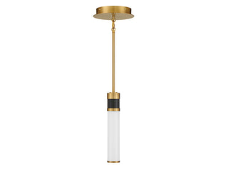 Abel LED Mini-Pendant in Matte Black with Warm Brass Accents