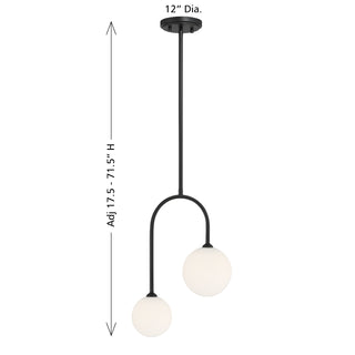Chester 2-Light Pendant in Matte Black