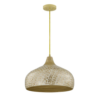 Kemp 1-Light Pendant in Ivory and Gold Shell