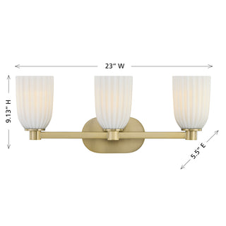 Baldwin 3-Light Bathroom Vanity Light in Noble Brass