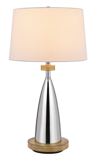 150W 3 Way Lockport Metal Table Lamp With Faux Wood Finish