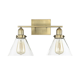 Drake 2-Light Bathroom Vanity Light in Warm Brass