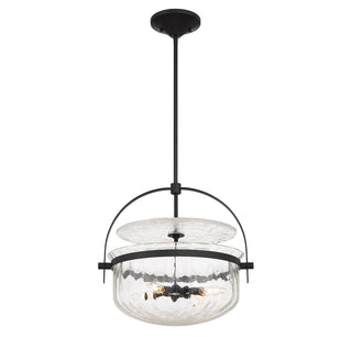 Denmar 4-Light Convertible Semi-Flush or Pendant in Matte Black