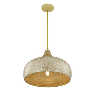 Kemp 1-Light Pendant in Ivory and Gold Shell