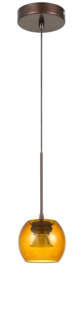 Ithaca Dimmable Led Glass Mini Pendant With Amber Glass