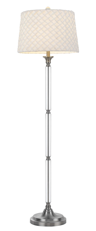 150W 3 Way Ruston Crystal/Metal Floor Lamp With Pleated Hardback Shade