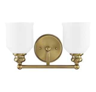 Melrose 2-Light Bathroom Vanity Light in Warm Brass