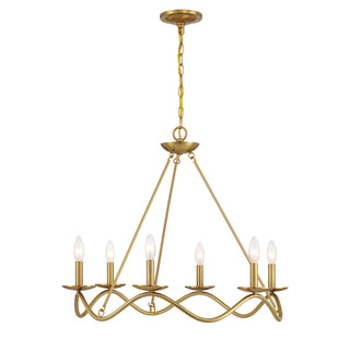 6-Light Chandelier in Natural Brass