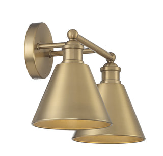 2-Light Bathroom Vanity Light in Natural Brass